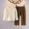 Clothing Sets girl suit spring autumn clothes baby Long sleeve T shirt Vest pants Korean version corduroy three piece 230915