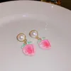 Boucles d'oreilles coréennes en acrylique rose pour fille, douces, pêche, pour femmes, tempérament frais, Aretes De Mujer Modernos