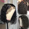 Siyun Show Short Bob Deep Wave Frontal Perücke 250 Dichte 13x4 Spitze brasilianische lockige Echthaarperücken für Frauen