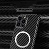 Karbon fiber manyetik ultra ince sonbahar tam vücut telefon kasası koruyucu kılıflar şok geçirmez arka kapak pc sert kabuk için iPhone 12 13 14 15 PRO Max Magsafe için
