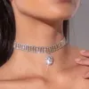 Venda quente jóias tendência zircão gota de água pescoço corrente moda brilhante strass feminino colar