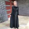 Etniska kläder muslimska kvinnor klär sig kaftan abaya dubai puffhylsa o-hals solid maxi vestido mode casual lös semester enkel lång mantel