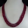 Fashion 2x4mm NATURAL RUBY FACETED BEADS NECKLACE 3 STRAND254I