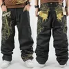 Jean homme Skate Baggy ample broderie Rap Hip Hop Denim pantalon pantalon 1AS1172Q