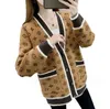 여자 스웨터 둥근 목 줄무늬 패션 럭셔리 디자이너 여성 고급 자카드 카디건 뜨개질 스웨터 코트