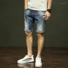 Jeans Shorts hommes 2020 nouveau été décontracté plage hommes Denim pantalon demi genou longueur élasticité rayé Jeans hommes 28-36 #18211261B