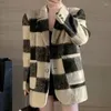 Kadınlar Suits Unxx 2023 Bahar Ekose Yün Palto Kadın Kore Moda Uzun Ceket Ofisi Lady Rahat Zarif Giyim Ceketleri Sıcak Tasarım