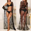 Women Lingerie Cardigan Shirt Top Beach Cape Bikini Cover Up Lace Kimono Sexy Perspective One-piece Pajamas Robe223i