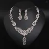 Necklace Earrings Set European And American Style Full Diamond Collarbone Bridal Jewelry Banquet Accessories