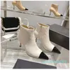 Botas de tacón de cuero de diseñador Moda Mujer CCity Botines de invierno Canal Zapatos cálidos atractivos fasd