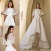 Oksana Mukha Abiti da sposa da spiaggia con involucri A Line Halter Lace Up Senza maniche in raso Abiti da sposa alti e bassi Taglie forti robe de marie308Y