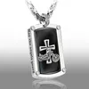 Biker'S Blessing Engraved Pendant Necklace Steel Prayer Cross Gift For Motorcycle Riders Car Interior Hanging Ornaments Decor301b