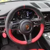 DIY niestandardowe skórzane ręcznie szyte samochodowe okładka kierownicy do Porsche Cayenne Panamera Macan 718 911 Akcesoria pokrywa koła 2367