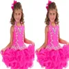 Sweet Pink High Neck Girls Pageant Dresses With Beaded Crystals Tiered Children Birthday Wedding Party Gowns Teenage Princess Todd306b