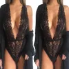 Toda nova mulher sexy profundo decote em v renda lingerie sleepwear vestido roupa interior babydoll camisola preta chemise de nu2698