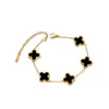 Designer New Single Sided Four Leaf Grass 18k gold Colorless Women's Bracelet Light Luxury Small Size Five Flower Handicraft