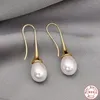 Stud Earrings AIDE Pure 925 Sterling Silver Water Drop Pearl Women Fashion INS Hook Dangle Earring Ear Drops Brincos De Prata Jewelry