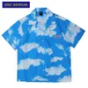 UNCLEDONJM Camisa extragrande con cielo azul y nubes blancas, ropa de Hip Hop para hombres, camisa con botones para hombres, SUR-97021294T de manga corta 2021