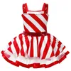 Meisjesjurken Kinderen Meisjes Candy Cane Mevrouw Kerstman Kostuum Glanzende Pailletten Kerst Dans Figuur Schaatsen Tutu Jurk Turnpakje Danskleding 230915