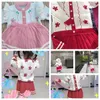 Clothing Sets Girl s Jumper Suit Autumn and Winter Children s Flower Knitted Jacket Pleated Skirt 2 Piece Set Infant Trend 3 7T 230915