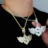 Charms Iced Out Bling Wing Hanger Ketting Verguld CZ Zirconia Letter Dollarsymbool Geld Bedel Mannen Vrouwen Hip Hop Sieraden 230915