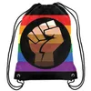 Resist Fist Rainbow Pride Zaino con coulisse Pride Gay LGBT Borsa Regalo sportivo Personalizza Stampa digitale in poliestere 35x45 cm per Wome189G