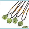 Pendants Jewelry 5-7g natural Green Aerolite Charm Czech Crystal Stone Pendant Energy Moldavite Necklace With chain rope277m