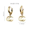 Retro Long Circular Stud Earring Pendant Earrings For Women's Rhinestones Double Letter Hollowed Out örhängen Designerörhängen