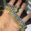 Мужские золотые браслеты в стиле хип-хоп, ювелирные изделия, имитация бриллианта, стразы, кристаллы, браслеты-цепочки Iced Out, Майами, кубинский браслет-цепочка 269i