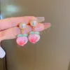 Boucles d'oreilles coréennes en acrylique rose pour fille, douces, pêche, pour femmes, tempérament frais, Aretes De Mujer Modernos