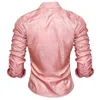 Camicie casual da uomo Camicia di seta rosa rosa con motivo cachemire Manica lunga per uomo Jacquard Abito da cerimonia nuziale per feste maschili Hi-Tie Design233U