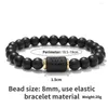 Charme pulseiras 12 constelações contas do zodíaco para mulheres homens fosco preto ágata elástico pulseiras jóias rosário presente de aniversário