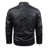 Autumn Winter Men's Fleece Leather Jacket Varma motorcykeljackor Mens Mens Causal Solid Black Thicken Faux Leather Outwear
