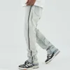 Jeans da uomo Testa dritta Cerniere laterali alte Flash Design del marchio da cowboy Feeling Ground White Male283l