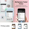 Mini-Drucker, tragbar, kabellos, BT, Thermofoto für IOS, Android-Handy, tintenloses Drucken von Geschenken, Lernnotizen, Etiketten, Quittungen mit 11 Rollen Papier