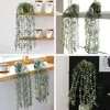 Flores decorativas 3 uds plantas de eucalipto colgantes artificiales planta falsa vegetación en maceta para la decoración de la boda de la pared del hogar