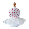 Robe de vêtements pour chiens, lavable, finition soignée, facile à porter, motif fraise, jupe d'été pour chat, robe en tulle