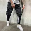 Lastbyxor denim män 2019 casual randiga stora fickor mens jeans hip hop manliga svarta jeans lösa varumärkesbyxor jean homme d25315j