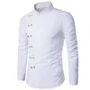 Koszulki męskie sukienki Laamei Mężczyznowa koszula Podwójnie wybucha Fake Dwa koszulka formalny stały kolor Slim Fit Bawełny koszule z długim rękawem Formal Casual Male248Q