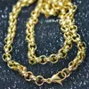 n308-Goldton 50 cm 60 cm 70 cm Länge Männer Frauen Massive Ringglieder-Halskette Chain187Y