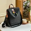 Factory wholesale women shoulder bag 2 colors simple and soft leather leisure travel backpacks cute cartoon pendant student backpack classic diamond handbag 2212#