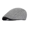 Berets Winter Thick sboy Cap Men Vintage Herringbone Women Casual Stripe Gatsby Flat Hat Peaked Adjustable 230915