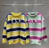 Kadın Tiftik Çizgili Jakar Sweater Pullover Premium Erkek Kız Havlu İşlemeli Mektup Gevşek Uzun Örgü Üst Dış Giyim