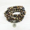 SN1148 Moda Tiger Eye 108 Mala Bransoletka om Buddha Bransoletka lub naszyjnik Bransoletka do jogi 4 Bransoletka z kamienia naturalna331c