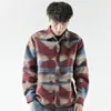 Långärmad flanell skjorta män vintage casual hip hop mens skjortor streetwear koreansk mode folk anpassad ull camisa masculina2032