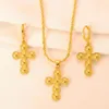 Conjunto de collar y pendientes con cruz de Jesús etíope, collares clásicos de Color dorado árabe/África, dote de boda para novia, regalo para mujer