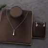 Conjunto de collar y pendientes para mujer, 2 uds., gota de agua, circonita cúbica para fiesta de boda, artesanía de gama alta, joyería nupcial de Dubái HXS001