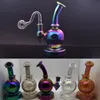 1 Stück Rainbow Oil Rig Shisha Mini Dab Glasbong Duschkopf Perc 14 mm Femlae Rauchglas-Wasserpfeife mit 14 mm männlichem Tabak und männlichem Ölbrennerrohr