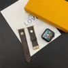 Luksusowe skórzane opaski zegarkowe do Apple Iwatch Pasek 8 7 6 5 4 3 SE Seria 44mm 45 mm 41 mm 40 mm 42 mm 38mm 49 mm Modna Moda Łańcuch Gold Link Bransoletka Smart Pasps 852