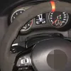 DIY protector para volante de coche de gamuza negra para Volkswagen VW Golf 7 Mk7 Sharan 2016 2017 nuevo Polo Jetta Passat B8 Tiguan 2017car acc300o